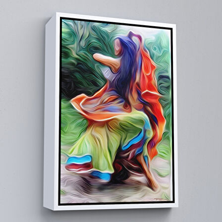 Siyah Çerçeveli Renkli Kıyafeti İle Samba Yapan Kadın Duvar Tablosu