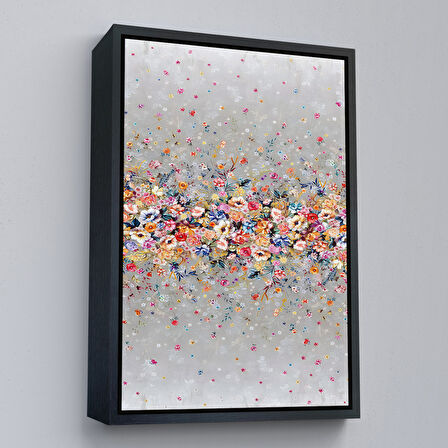 Kahverengi Çerçeveli Renkli Çiçekler Duvar Tablosu