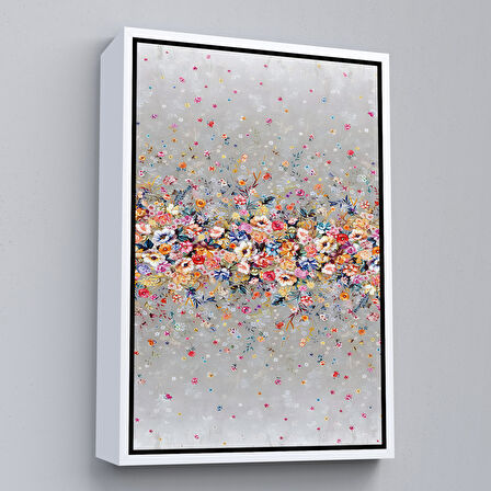 Kahverengi Çerçeveli Renkli Çiçekler Duvar Tablosu