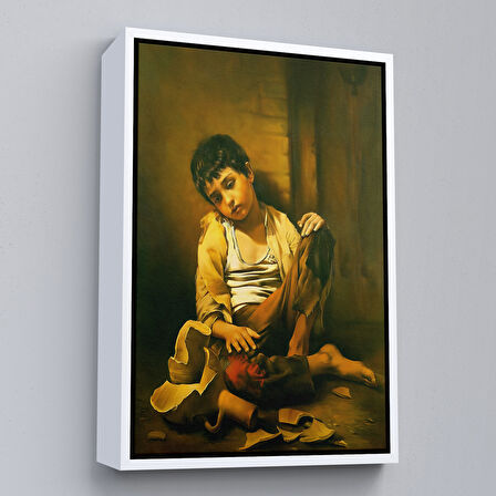 Altın Çerçeveli İranlı Ressam Morteza Kartouzıan Garip Çocuk Eseri Duvar Tablosu