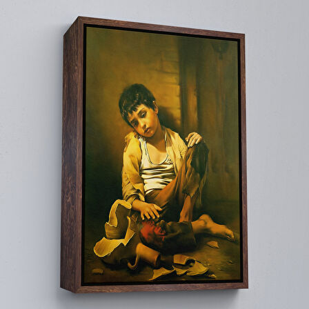 Altın Çerçeveli İranlı Ressam Morteza Kartouzıan Garip Çocuk Eseri Duvar Tablosu