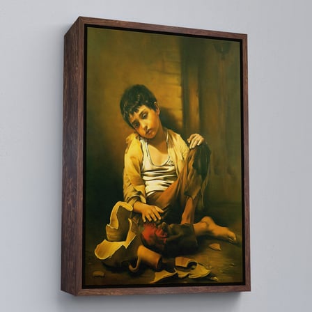 Kahverengi Çerçeveli İranlı Ressam Morteza Kartouzıan Garip Çocuk Eseri Duvar Tablosu