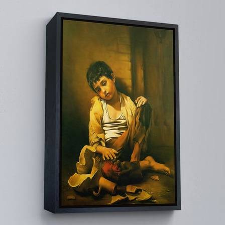 Kahverengi Çerçeveli İranlı Ressam Morteza Kartouzıan Garip Çocuk Eseri Duvar Tablosu