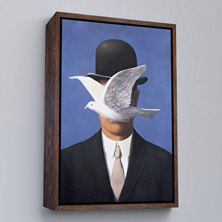 Beyaz Çerçeveli Melon Şapkalı Adam René Magritte Duvar Tablosu