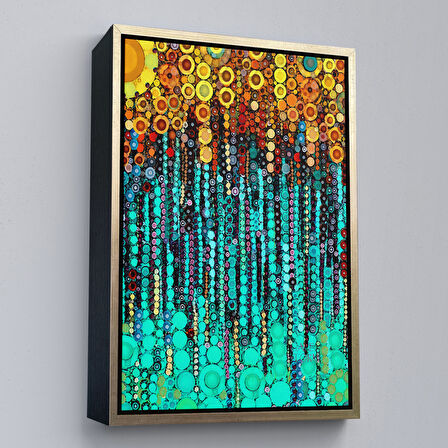 Altın Çerçeveli Renkli Sarmaşık Duvar Tablosu