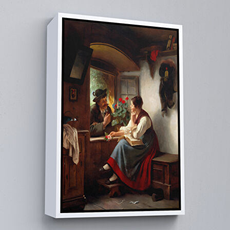 Beyaz Çerçeveli Ortaçağ Avrupası Sevgililer Duvar Tablosu