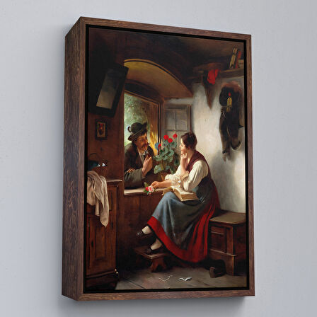 Beyaz Çerçeveli Ortaçağ Avrupası Sevgililer Duvar Tablosu