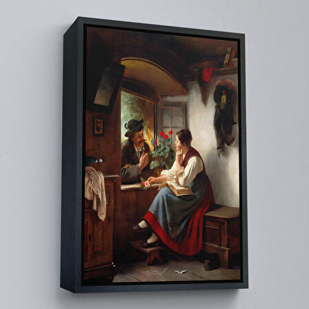 Beyaz Çerçeveli Ortaçağ Avrupası Sevgililer Duvar Tablosu