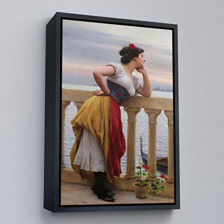 Altın Çerçeveli Eugen von Blaas ın Bekleyiş İsimli Eseri Duvar Tablosu