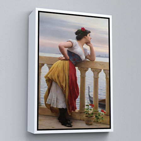 Altın Çerçeveli Eugen von Blaas ın Bekleyiş İsimli Eseri Duvar Tablosu