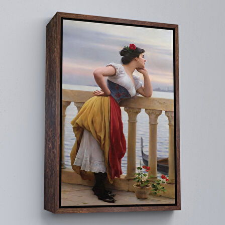 Altın Çerçeveli Eugen von Blaas ın Bekleyiş İsimli Eseri Duvar Tablosu