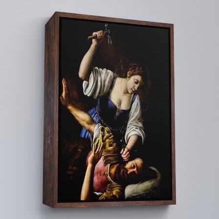 Kahverengi Çerçeveli Giuseppe Vermiglio'un Jael and Sisera İsimli Eseri Dekoratif Duvar Tablosu