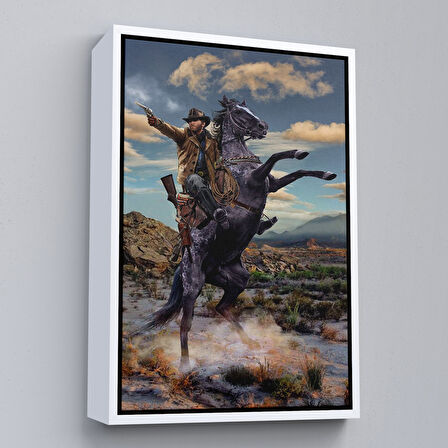 Siyah Çerçeveli Amerikan Kovboyu Dekoratif Duvar Tablosu