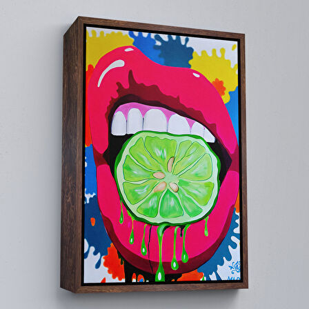 Kahverengi Çerçeveli Pop Art, Sokak Sanatı Renkli Dekoratif Duvar Tablosu