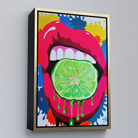 Kahverengi Çerçeveli Pop Art, Sokak Sanatı Renkli Dekoratif Duvar Tablosu