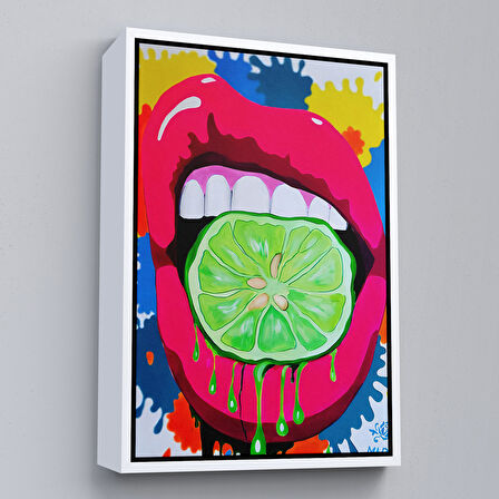 Kahverengi Çerçeveli Pop Art, Sokak Sanatı Renkli Dekoratif Duvar Tablosu