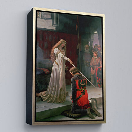 Altın Çerçeveli Edmund Leighton The Accolade Dekoratif Duvar Tablosu