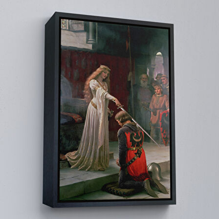 Altın Çerçeveli Edmund Leighton The Accolade Dekoratif Duvar Tablosu