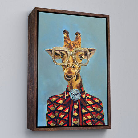 Beyaz Çerçeveli Sosyetik Zürafa Dekoratif Duvar Tablosu