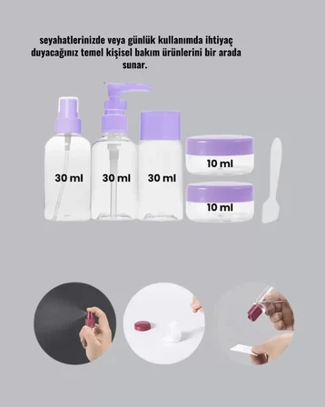 Taşınabilir 5’li Seyahat Banyo Seti Şampuanlık Sprey Krem Kutusu Yeni Nesil