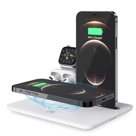 ALLY 4 in1 15W Kablosuz Hızlı Şarj Standı İPhone+İwatch+AirPods Pro Wireless-(5775)