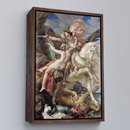 Beyaz Çerçeveli Ruggiero ve Angelica Kurtuluş Eseri Dekoratif Duvar Tablosu