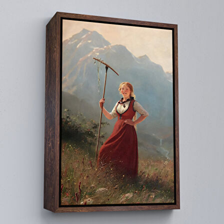 Kahverengi Çerçeveli Alman Köylü Kızı Dekoratif Duvar Tablosu