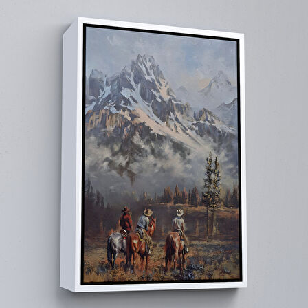 Siyah Çerçeveli Amerikalı Kovboylar Dekoratif Duvar Tablosu