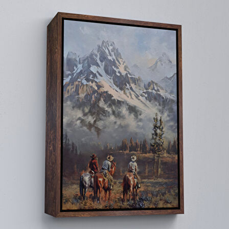 Siyah Çerçeveli Amerikalı Kovboylar Dekoratif Duvar Tablosu