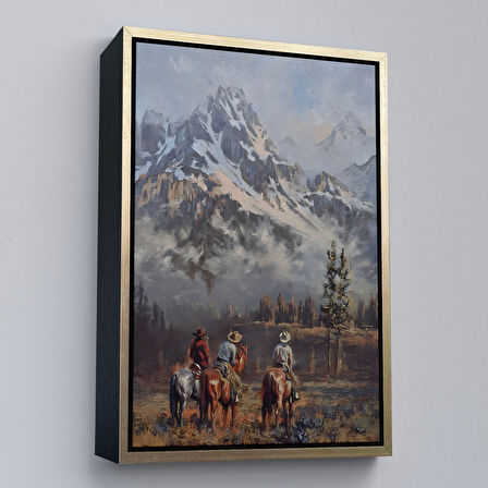 Siyah Çerçeveli Amerikalı Kovboylar Dekoratif Duvar Tablosu