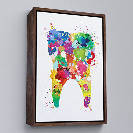 Siyah Çerçeveli Renkli Diş, Diş Hekimi Duvar Tablosu