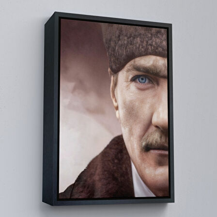 Siyah Çerçeveli Mustafa Kemal Atatürk Dekoratif Duvar Tablosu