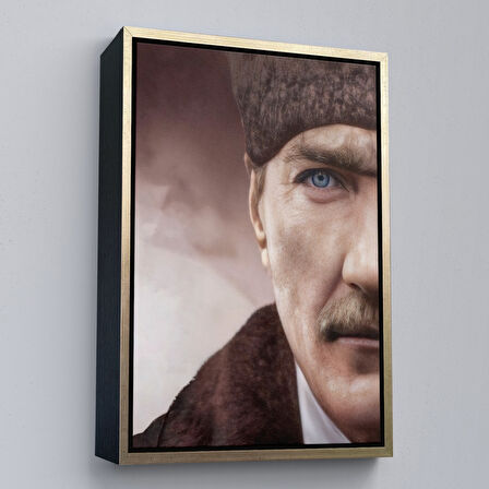 Siyah Çerçeveli Mustafa Kemal Atatürk Dekoratif Duvar Tablosu