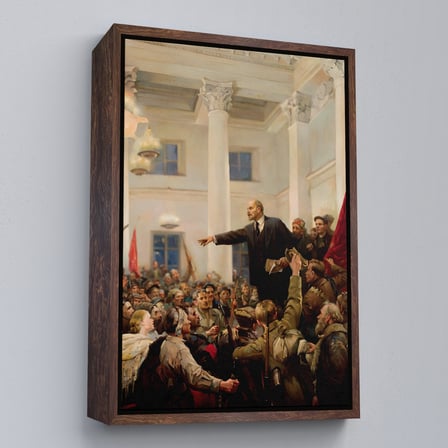 Kahverengi Çerçeveli Lenin Petersburg'da Sovyetlerin İktidarını İlan Ediyor Tablo