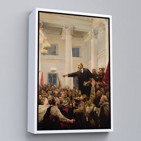 Kahverengi Çerçeveli Lenin Petersburg'da Sovyetlerin İktidarını İlan Ediyor Tablo