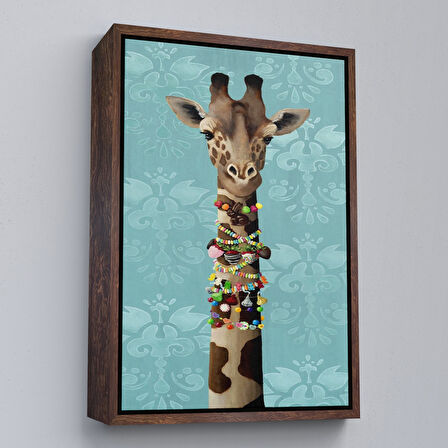 Kahverengi Çerçeveli Sosyetik Zurafa Duvar Tablosu