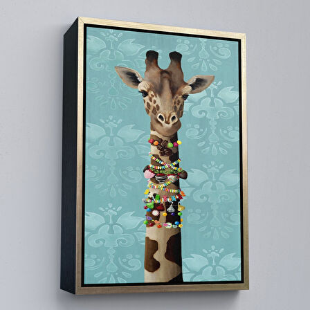 Kahverengi Çerçeveli Sosyetik Zurafa Duvar Tablosu