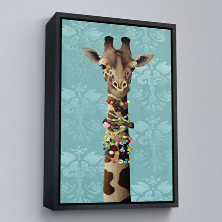 Kahverengi Çerçeveli Sosyetik Zurafa Duvar Tablosu