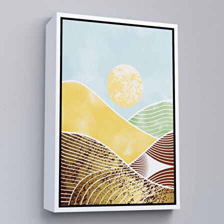 Beyaz Çerçeveli Dağların Arasındaki Güneş Manzarası Tablo