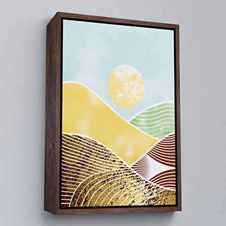 Beyaz Çerçeveli Dağların Arasındaki Güneş Manzarası Tablo