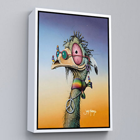 Kahverengi Çerçeveli Hippi Devekuşu Dekoratif Duvar Tablosu