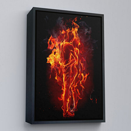 Altın Çerçeveli Ateşli Çift Dekoratif Duvar Tablosu