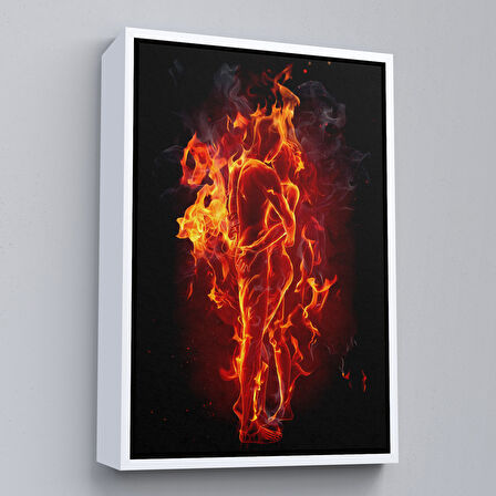 Altın Çerçeveli Ateşli Çift Dekoratif Duvar Tablosu