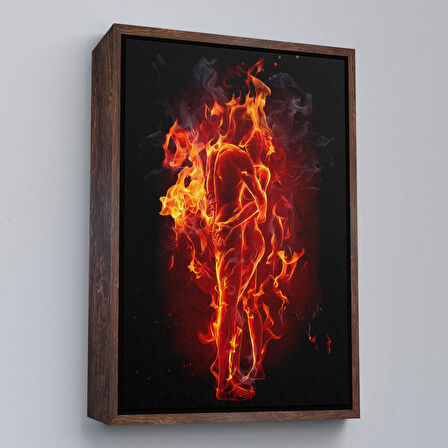 Altın Çerçeveli Ateşli Çift Dekoratif Duvar Tablosu