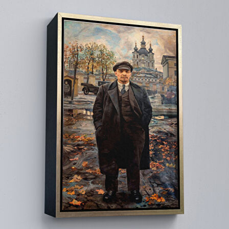 Altın Çerçeveli Vladimir Lenin Sovyet Dönemi Rusya Dekoratif Duvar Tablosu