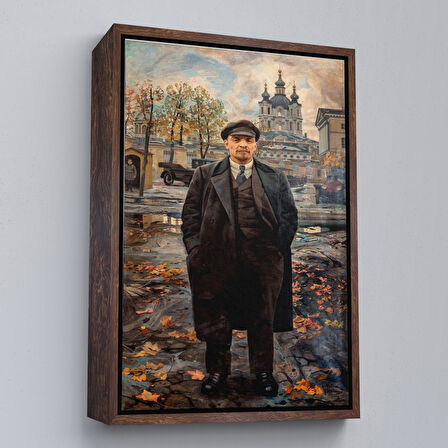 Altın Çerçeveli Vladimir Lenin Sovyet Dönemi Rusya Dekoratif Duvar Tablosu