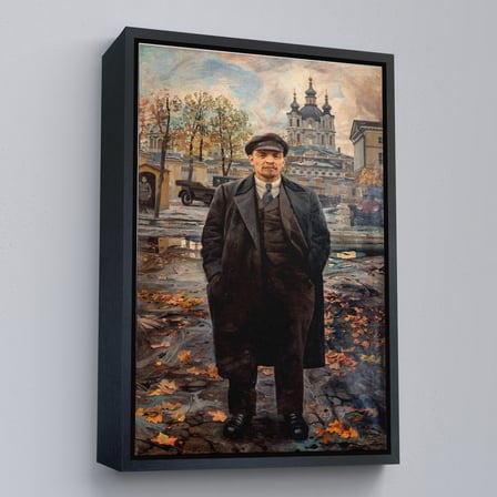Kahverengi Çerçeveli Vladimir Lenin Sovyet Dönemi Rusya Dekoratif Duvar Tablosu
