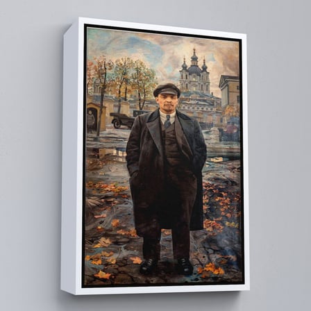 Kahverengi Çerçeveli Vladimir Lenin Sovyet Dönemi Rusya Dekoratif Duvar Tablosu