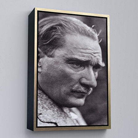 Beyaz Çerçeveli Mustafa Kemal Atatürk Yakın Çekim Duvar Tablosu