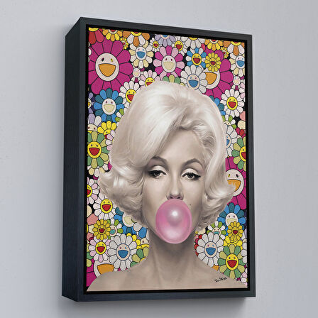 Altın Çerçeveli Marilyn Monroe Pembe Balon Duvar Tablosu